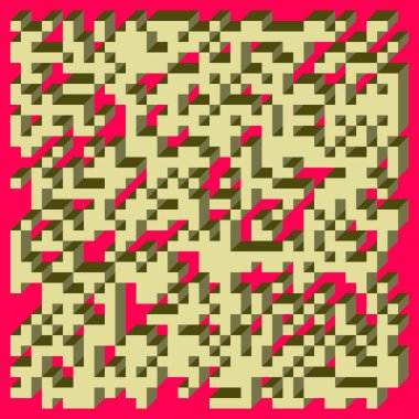 Edward Zajecs 2. Cubo 'nun 1971' deki uygulaması. Esasen 8 taştan oluşan bir Truchet fayans seti ve yerleştirme sanatı illüstrasyonu için kurallar  