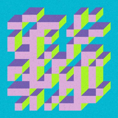 Edward Zajecs 2. Cubo 'nun 1971' deki uygulaması. Esasen 8 taştan oluşan bir Truchet fayans seti ve yerleştirme sanatı illüstrasyonu için kurallar  