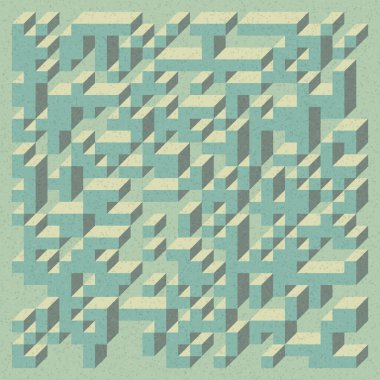 Edward Zajecs 2. Cubo 'nun 1971' deki uygulaması. Esasen 8 taştan oluşan bir Truchet fayans seti ve yerleştirme sanatı illüstrasyonu için kurallar 