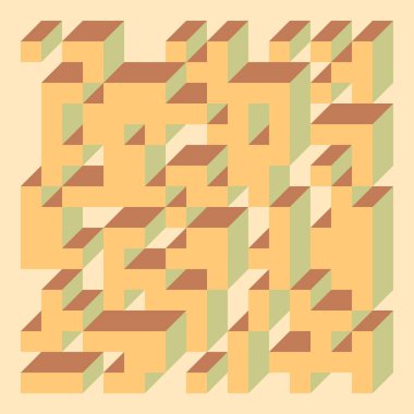 Edward Zajecs 2. Cubo 'nun 1971' deki uygulaması. Esasen 8 taştan oluşan bir Truchet fayans seti ve yerleştirme sanatı illüstrasyonu için kurallar 