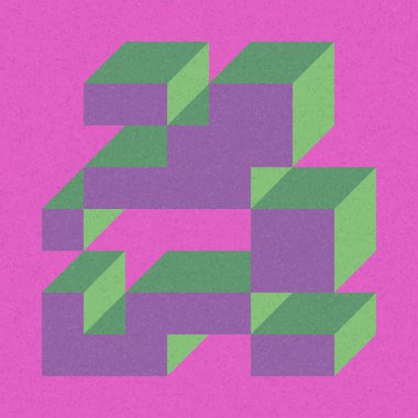 Edward Zajecs 2. Cubo 'nun 1971' deki uygulaması. Esasen 8 taştan oluşan bir Truchet fayans seti ve yerleştirme sanatı illüstrasyonu için kurallar  