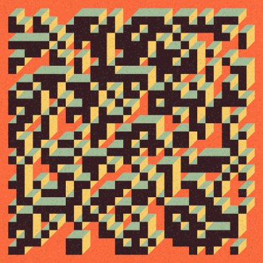 Edward Zajecs 2. Cubo 'nun 1971' deki uygulaması. Esasen 8 taştan oluşan bir Truchet fayans seti ve yerleştirme sanatı illüstrasyonu için kurallar 