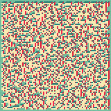 Edward Zajecs 2. Cubo 'nun 1971' deki uygulaması. Esasen 8 taştan oluşan bir Truchet fayans seti ve yerleştirme sanatı illüstrasyonu için kurallar 
