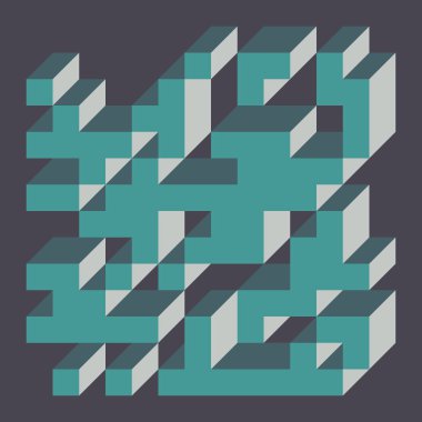 Edward Zajecs 2. Cubo 'nun 1971' deki uygulaması. Esasen 8 taştan oluşan bir Truchet fayans seti ve yerleştirme sanatı illüstrasyonu için kurallar 