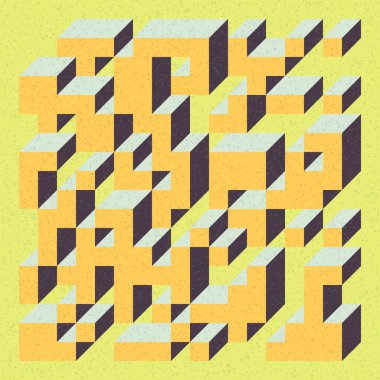 Edward Zajecs 2. Cubo 'nun 1971' deki uygulaması. Esasen 8 taştan oluşan bir Truchet fayans seti ve yerleştirme sanatı illüstrasyonu için kurallar  