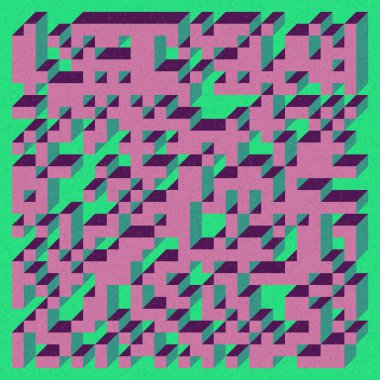 Edward Zajecs 2. Cubo 'nun 1971' deki uygulaması. Esasen 8 taştan oluşan bir Truchet fayans seti ve yerleştirme sanatı illüstrasyonu için kurallar 