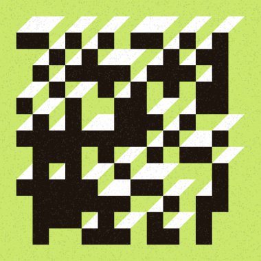 Edward Zajecs 2. Cubo 'nun 1971' deki uygulaması. Esasen 8 taştan oluşan bir Truchet fayans seti ve yerleştirme sanatı illüstrasyonu için kurallar  