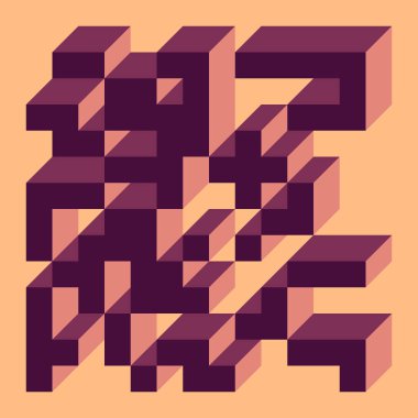 Edward Zajecs 2. Cubo 'nun 1971' deki uygulaması. Esasen 8 taştan oluşan bir Truchet fayans seti ve yerleştirme sanatı illüstrasyonu için kurallar 