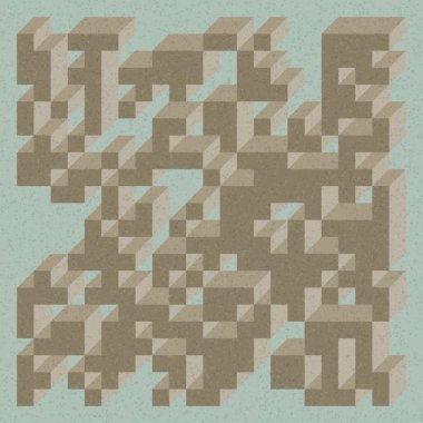 Edward Zajecs 2. Cubo 'nun 1971' deki uygulaması. Esasen 8 taştan oluşan bir Truchet fayans seti ve yerleştirme sanatı illüstrasyonu için kurallar 