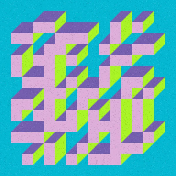 Edward Zajecs 2. Cubo 'nun 1971' deki uygulaması. Esasen 8 taştan oluşan bir Truchet fayans seti ve yerleştirme sanatı illüstrasyonu için kurallar  