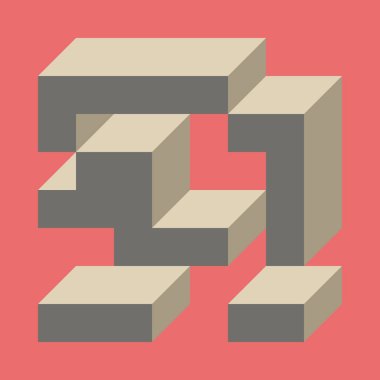 Edward Zajecs 2. Cubo 'nun 1971' deki uygulaması. Esasen 8 taştan oluşan bir Truchet fayans seti ve yerleştirme sanatı illüstrasyonu için kurallar  