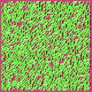 Edward Zajecs 2. Cubo 'nun 1971' deki uygulaması. Esasen 8 taştan oluşan bir Truchet fayans seti ve yerleştirme sanatı illüstrasyonu için kurallar  