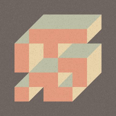 Edward Zajecs 2. Cubo 'nun 1971' deki uygulaması. Esasen 8 taştan oluşan bir Truchet fayans seti ve yerleştirme sanatı illüstrasyonu için kurallar 