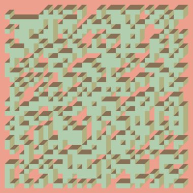 Edward Zajecs 2. Cubo 'nun 1971' deki uygulaması. Esasen 8 taştan oluşan bir Truchet fayans seti ve yerleştirme sanatı illüstrasyonu için kurallar 