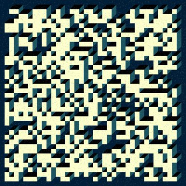 Edward Zajecs 2. Cubo 'nun 1971' deki uygulaması. Esasen 8 taştan oluşan bir Truchet fayans seti ve yerleştirme sanatı illüstrasyonu için kurallar  