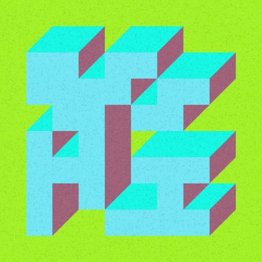 Edward Zajecs 2. Cubo 'nun 1971' deki uygulaması. Esasen 8 taştan oluşan bir Truchet fayans seti ve yerleştirme sanatı illüstrasyonu için kurallar 