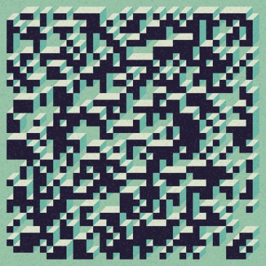 Edward Zajecs 2. Cubo 'nun 1971' deki uygulaması. Esasen 8 taştan oluşan bir Truchet fayans seti ve yerleştirme sanatı illüstrasyonu için kurallar 