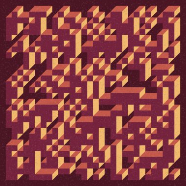 Edward Zajecs 2. Cubo 'nun 1971' deki uygulaması. Esasen 8 taştan oluşan bir Truchet fayans seti ve yerleştirme sanatı illüstrasyonu için kurallar 