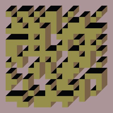 Edward Zajecs 2. Cubo 'nun 1971' deki uygulaması. Esasen 8 taştan oluşan bir Truchet fayans seti ve yerleştirme sanatı illüstrasyonu için kurallar 