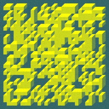 Edward Zajecs 2. Cubo 'nun 1971' deki uygulaması. Esasen 8 taştan oluşan bir Truchet fayans seti ve yerleştirme sanatı illüstrasyonu için kurallar  