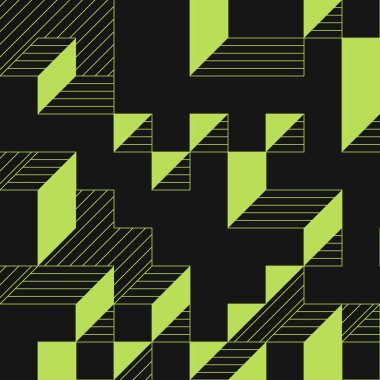 Edward Zajecs 2. Cubo 'nun 1971' deki uygulaması. Esasen 8 taştan oluşan bir Truchet fayans seti ve yerleştirme sanatı illüstrasyonu için kurallar 