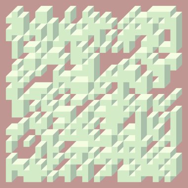 Edward Zajecs 2. Cubo 'nun 1971' deki uygulaması. Esasen 8 taştan oluşan bir Truchet fayans seti ve yerleştirme sanatı illüstrasyonu için kurallar  