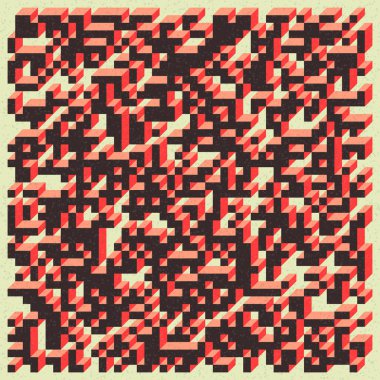 Edward Zajecs 2. Cubo 'nun 1971' deki uygulaması. Esasen 8 taştan oluşan bir Truchet fayans seti ve yerleştirme sanatı illüstrasyonu için kurallar 