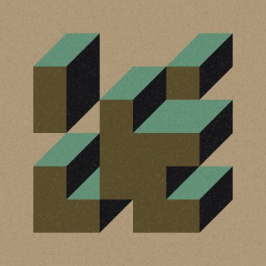 Edward Zajecs 2. Cubo 'nun 1971' deki uygulaması. Esasen 8 taştan oluşan bir Truchet fayans seti ve yerleştirme sanatı illüstrasyonu için kurallar 