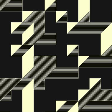 Edward Zajecs 2. Cubo 'nun 1971' deki uygulaması. Esasen 8 taştan oluşan bir Truchet fayans seti ve yerleştirme sanatı illüstrasyonu için kurallar 