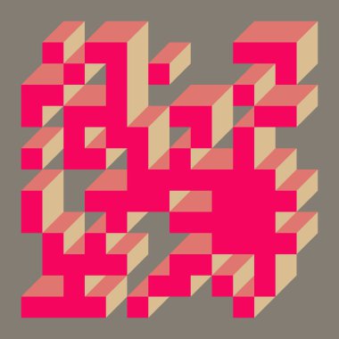 Edward Zajecs 2. Cubo 'nun 1971' deki uygulaması. Esasen 8 taştan oluşan bir Truchet fayans seti ve yerleştirme sanatı illüstrasyonu için kurallar 