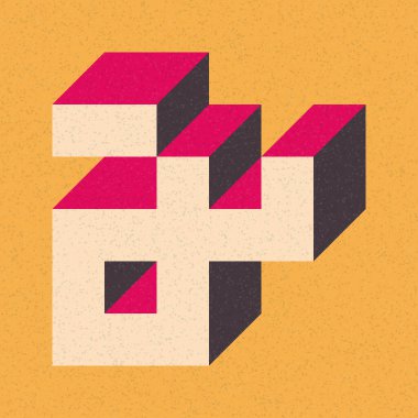 Edward Zajecs 2. Cubo 'nun 1971' deki uygulaması. Esasen 8 taştan oluşan bir Truchet fayans seti ve yerleştirme sanatı illüstrasyonu için kurallar  