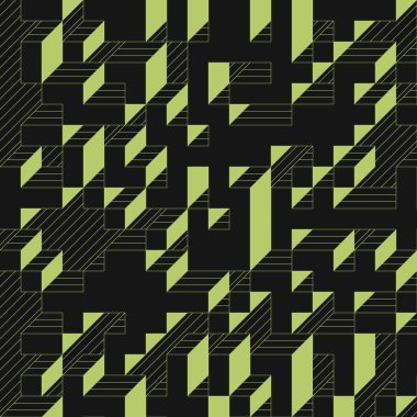 Edward Zajecs 2. Cubo 'nun 1971' deki uygulaması. Esasen 8 taştan oluşan bir Truchet fayans seti ve yerleştirme sanatı illüstrasyonu için kurallar 