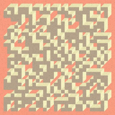 Edward Zajecs 2. Cubo 'nun 1971' deki uygulaması. Esasen 8 taştan oluşan bir Truchet fayans seti ve yerleştirme sanatı illüstrasyonu için kurallar 