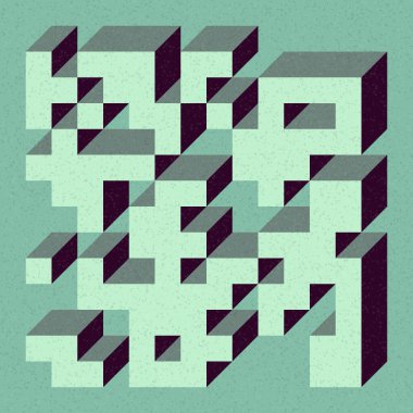 Edward Zajecs 2. Cubo 'nun 1971' deki uygulaması. Esasen 8 taştan oluşan bir Truchet fayans seti ve yerleştirme sanatı illüstrasyonu için kurallar  