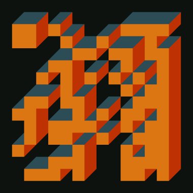 Edward Zajecs 2. Cubo 'nun 1971' deki uygulaması. Esasen 8 taştan oluşan bir Truchet fayans seti ve yerleştirme sanatı illüstrasyonu için kurallar 