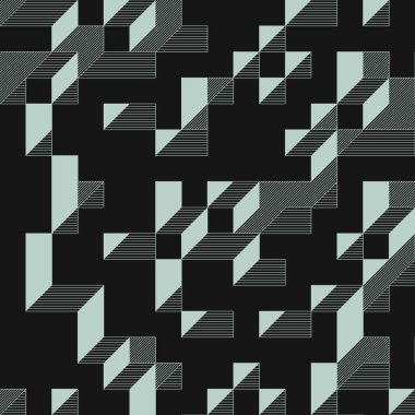 Edward Zajecs 2. Cubo 'nun 1971' deki uygulaması. Esasen 8 taştan oluşan bir Truchet fayans seti ve yerleştirme sanatı illüstrasyonu için kurallar 