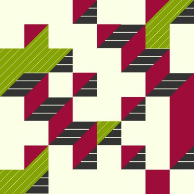 Edward Zajecs 2. Cubo 'nun 1971' deki uygulaması. Esasen 8 taştan oluşan bir Truchet fayans seti ve yerleştirme sanatı illüstrasyonu için kurallar 