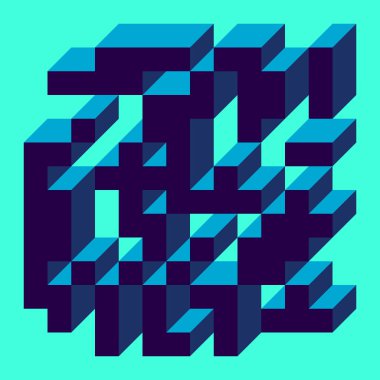 Edward Zajecs 2. Cubo 'nun 1971' deki uygulaması. Esasen 8 taştan oluşan bir Truchet fayans seti ve yerleştirme sanatı illüstrasyonu için kurallar 