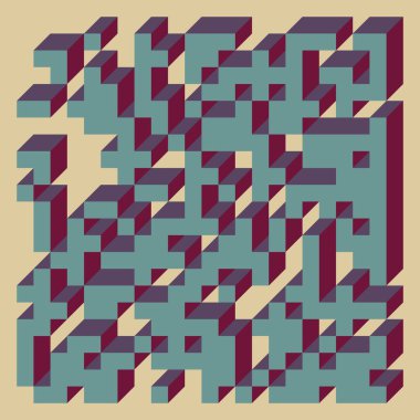 Edward Zajecs 2. Cubo 'nun 1971' deki uygulaması. Esasen 8 taştan oluşan bir Truchet fayans seti ve yerleştirme sanatı illüstrasyonu için kurallar 