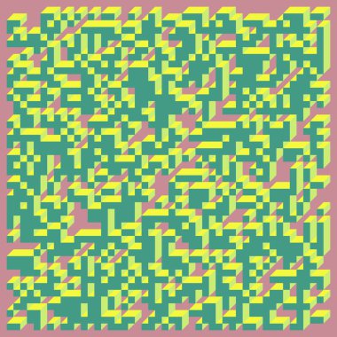 Edward Zajecs 2. Cubo 'nun 1971' deki uygulaması. Esasen 8 taştan oluşan bir Truchet fayans seti ve yerleştirme sanatı illüstrasyonu için kurallar 