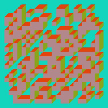 Edward Zajecs 2. Cubo 'nun 1971' deki uygulaması. Esasen 8 taştan oluşan bir Truchet fayans seti ve yerleştirme sanatı illüstrasyonu için kurallar 