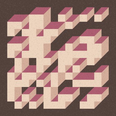 Edward Zajecs 2. Cubo 'nun 1971' deki uygulaması. Esasen 8 taştan oluşan bir Truchet fayans seti ve yerleştirme sanatı illüstrasyonu için kurallar 