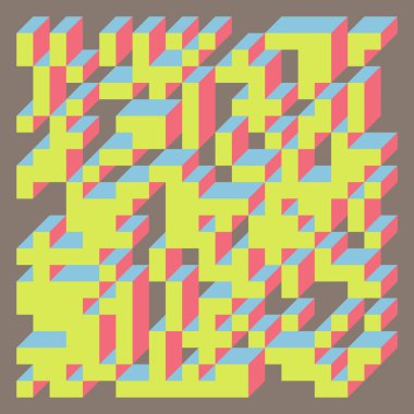 Edward Zajecs 2. Cubo 'nun 1971' deki uygulaması. Esasen 8 taştan oluşan bir Truchet fayans seti ve yerleştirme sanatı illüstrasyonu için kurallar 