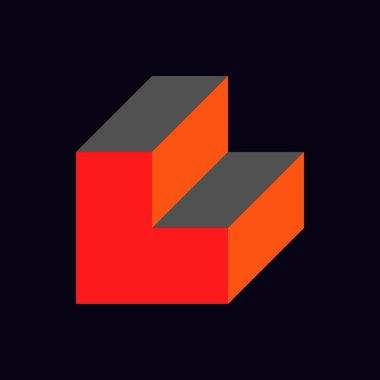 Edward Zajecs 2. Cubo 'nun 1971' deki uygulaması. Esasen 8 taştan oluşan bir Truchet fayans seti ve yerleştirme sanatı illüstrasyonu için kurallar 