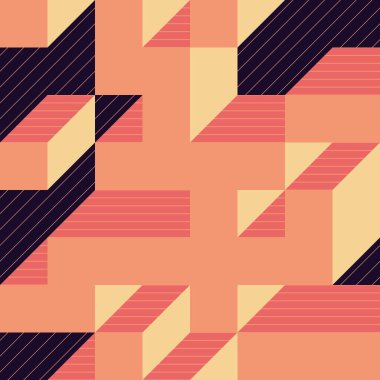 Edward Zajecs 2. Cubo 'nun 1971' deki uygulaması. Esasen 8 taştan oluşan bir Truchet fayans seti ve yerleştirme sanatı illüstrasyonu için kurallar 