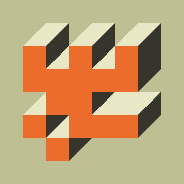 Edward Zajecs 2. Cubo 'nun 1971' deki uygulaması. Esasen 8 taştan oluşan bir Truchet fayans seti ve yerleştirme sanatı illüstrasyonu için kurallar 