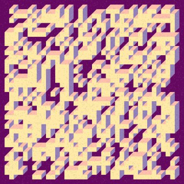 Edward Zajecs 2. Cubo 'nun 1971' deki uygulaması. Esasen 8 taştan oluşan bir Truchet fayans seti ve yerleştirme sanatı illüstrasyonu için kurallar 