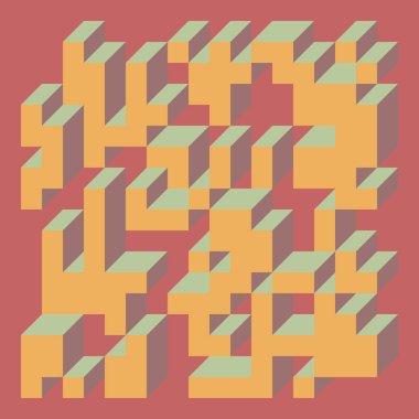 Edward Zajecs 2. Cubo 'nun 1971' deki uygulaması. Esasen 8 taştan oluşan bir Truchet fayans seti ve yerleştirme sanatı illüstrasyonu için kurallar 