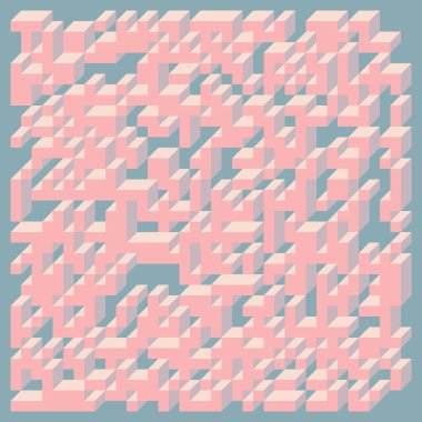 Edward Zajecs 2. Cubo 'nun 1971' deki uygulaması. Esasen 8 taştan oluşan bir Truchet fayans seti ve yerleştirme sanatı illüstrasyonu için kurallar 