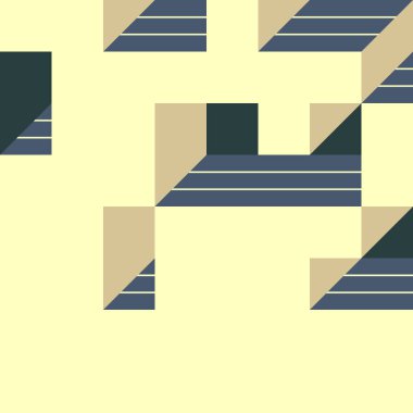 Edward Zajecs 2. Cubo 'nun 1971' deki uygulaması. Esasen 8 taştan oluşan bir Truchet fayans seti ve yerleştirme sanatı illüstrasyonu için kurallar 